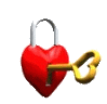 a gif of a key unlocking a heart-shaped lock.